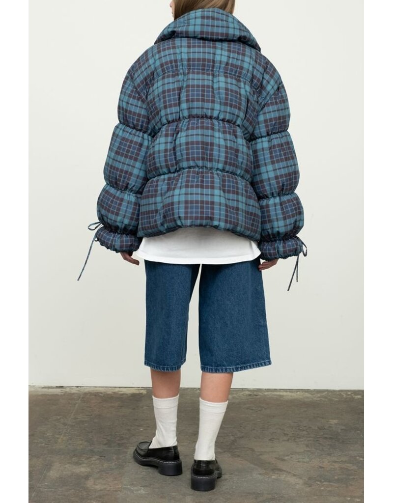 Moon River Plaid Puffer Jacket