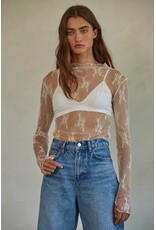 By Together Kellie Sheer Lace Mock Neck Top