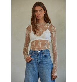 By Together Kellie Sheer Lace Mock Neck Top