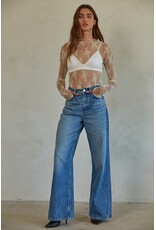 By Together Kellie Sheer Lace Mock Neck Top