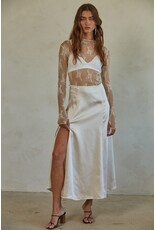 By Together Kellie Sheer Lace Mock Neck Top