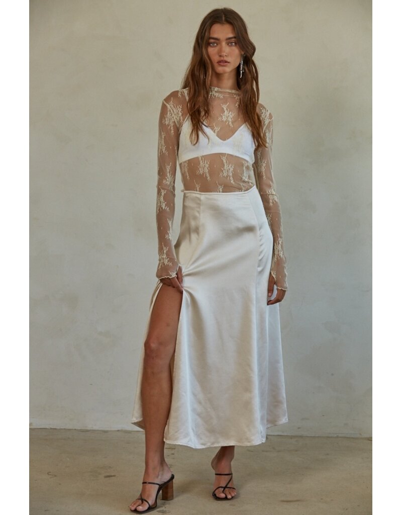 By Together Kellie Sheer Lace Mock Neck Top