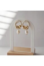 Jessa Jewelry Pearl Halo Bow Earrings
