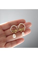 Jessa Jewelry Pearl Halo Bow Earrings