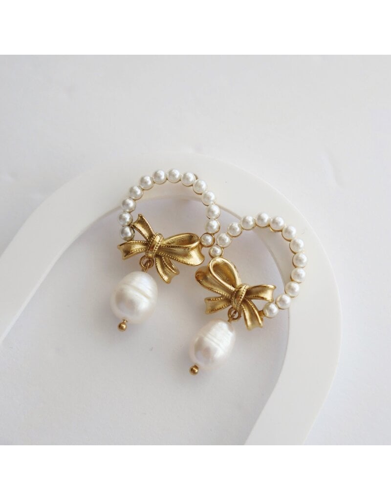 Jessa Jewelry Pearl Halo Bow Earrings