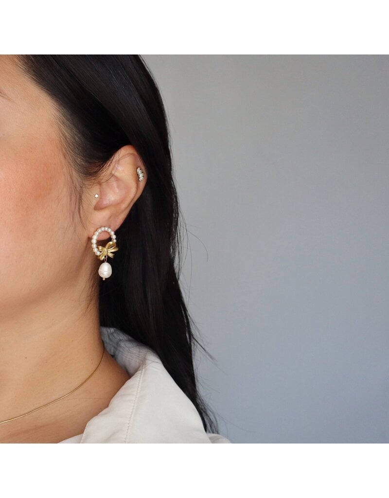 Jessa Jewelry Pearl Halo Bow Earrings