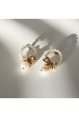 Jessa Jewelry Pearl Halo Bow Earrings