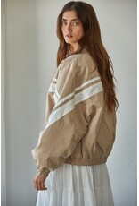 By Together Delilah Cotton Striped Bomber Jacket