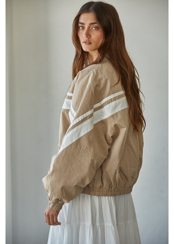 By Together Delilah Cotton Striped Bomber Jacket