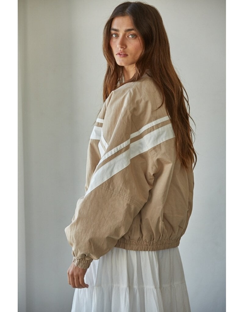 By Together Delilah Cotton Striped Bomber Jacket