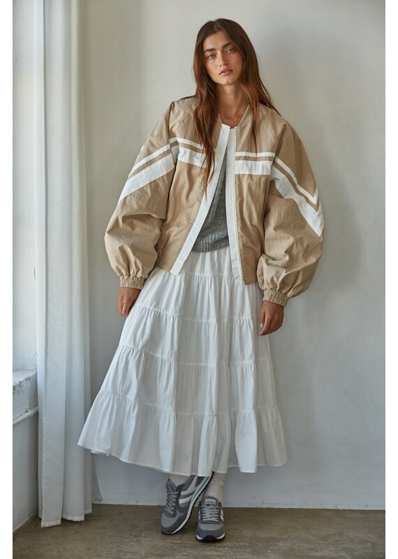 By Together Delilah Cotton Striped Bomber Jacket