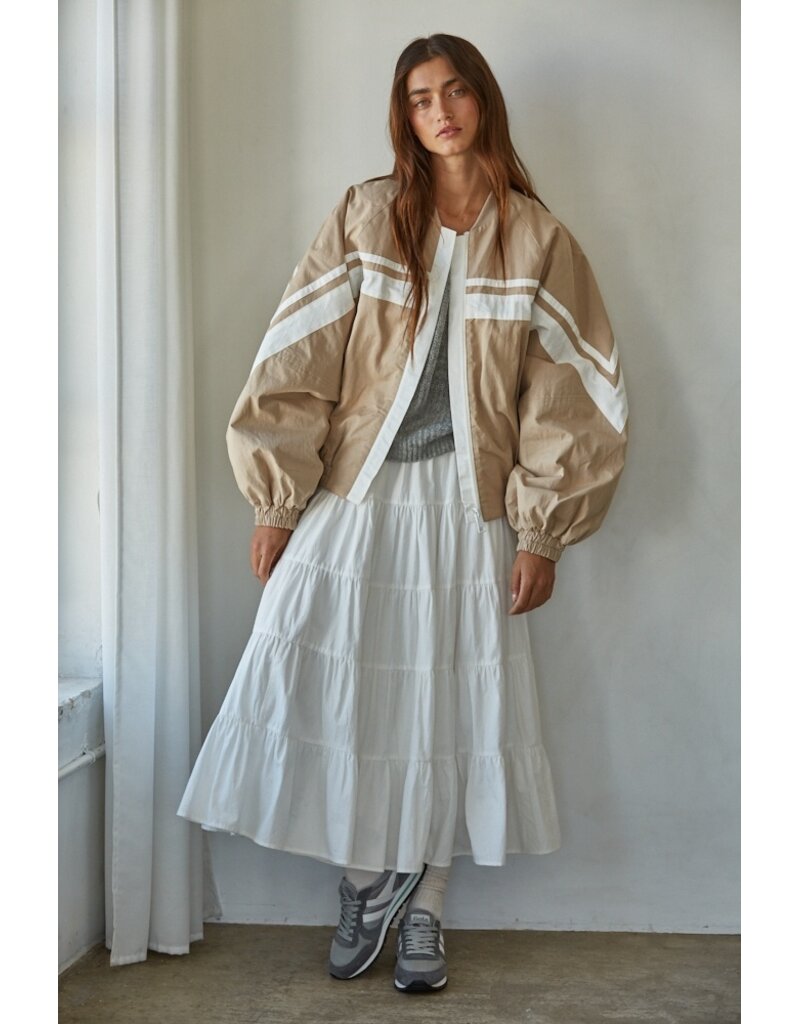 By Together Delilah Cotton Striped Bomber Jacket