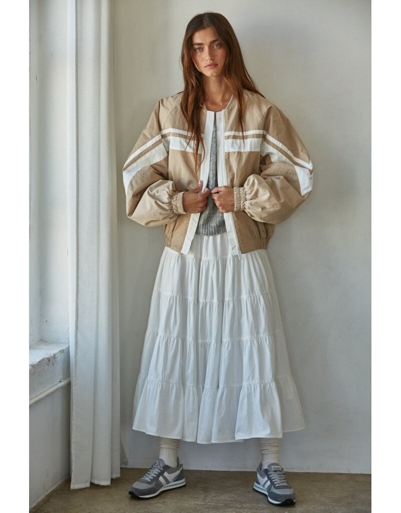 By Together Delilah Cotton Striped Bomber Jacket