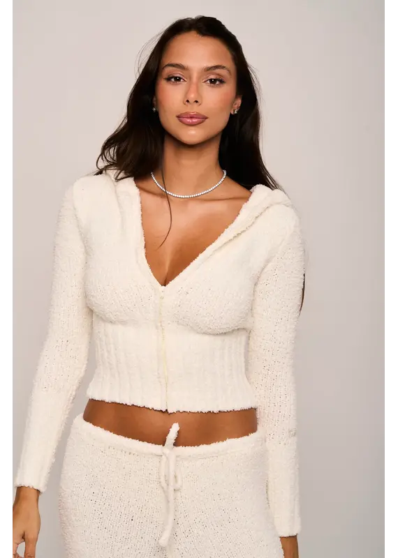 Seashell Italia Stephanie Zip Up Boucle Hoodie