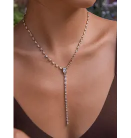 Flanerie Cieline 18K Gold Non-Tarnish Cz Lariat Necklace