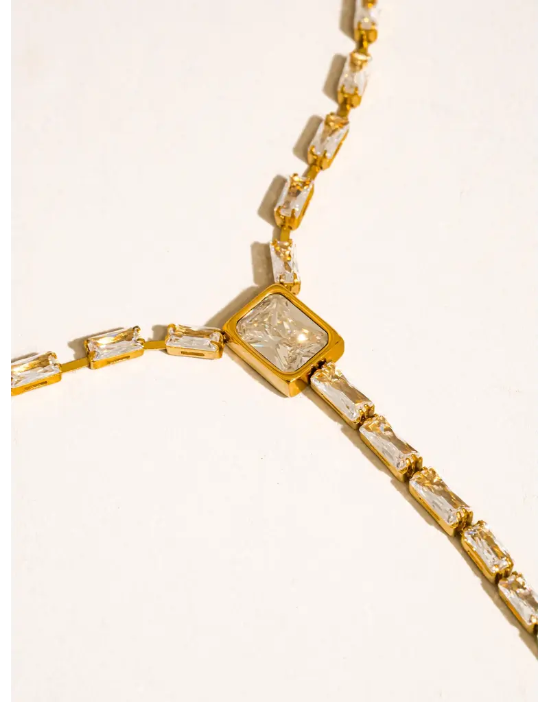 Flanerie Cieline 18K Gold Non-Tarnish Cz Lariat Necklace