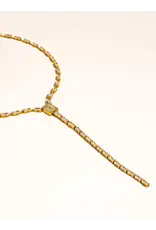 Flanerie Cieline 18K Gold Non-Tarnish Cz Lariat Necklace