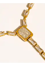 Flanerie Cieline 18K Gold Non-Tarnish Cz Lariat Necklace