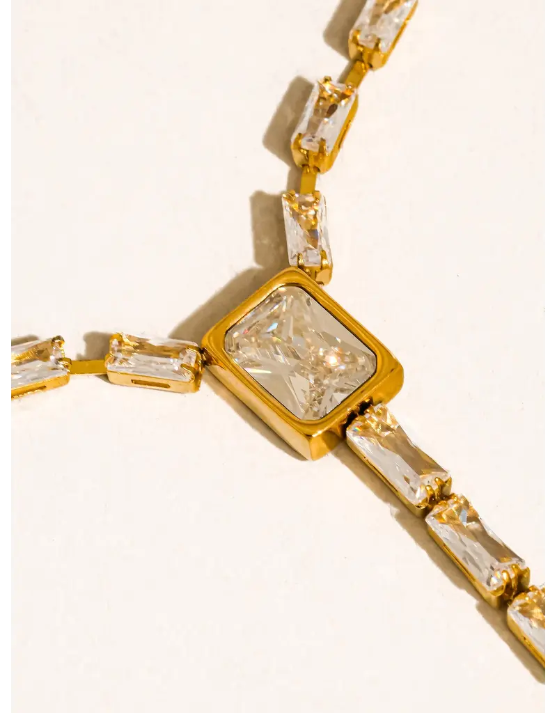 Flanerie Cieline 18K Gold Non-Tarnish Cz Lariat Necklace