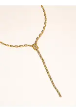 Flanerie Cieline 18K Gold Non-Tarnish Cz Lariat Necklace
