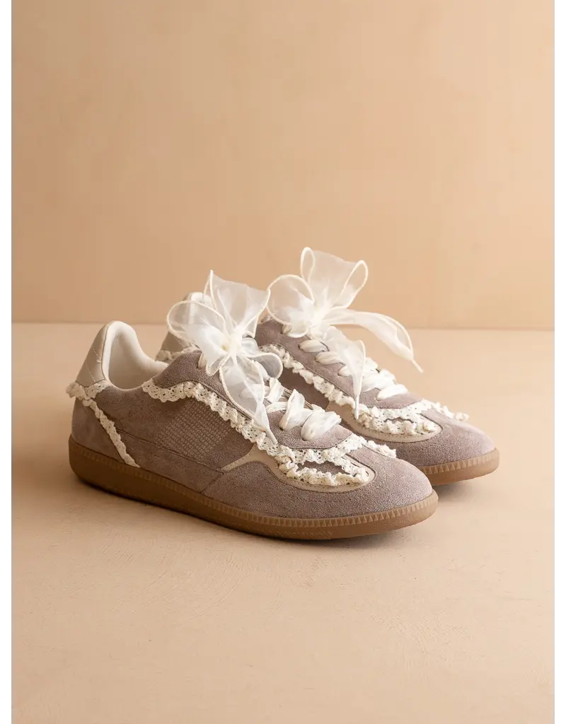 April Lace Trimmed Sneaker w/ Charms