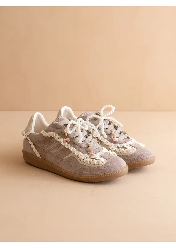 April Lace Trimmed Sneaker w/ Charms