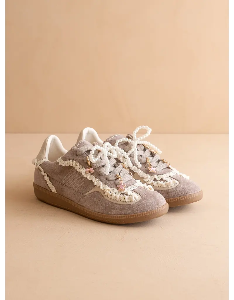 April Lace Trimmed Sneaker w/ Charms