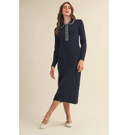 &Merci Ricki Ribbed Knit Collared Dress