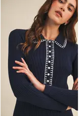 &Merci Ricki Ribbed Knit Collared Dress