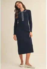 &Merci Ricki Ribbed Knit Collared Dress