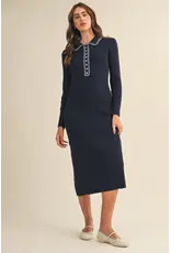 &Merci Ricki Ribbed Knit Collared Dress