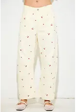 Cherry Print Barrel Jeans
