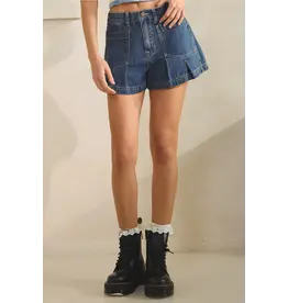 Creamon Kendall Pleated Denim Shorts