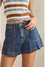 Creamon Kendall Pleated Denim Shorts