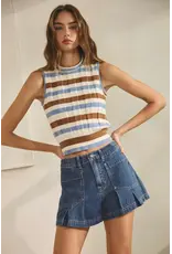 Creamon Kendall Pleated Denim Shorts