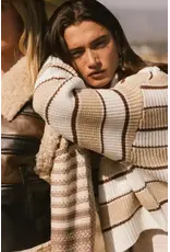 Creamon Kayla Striped Quarter Zip Sweater