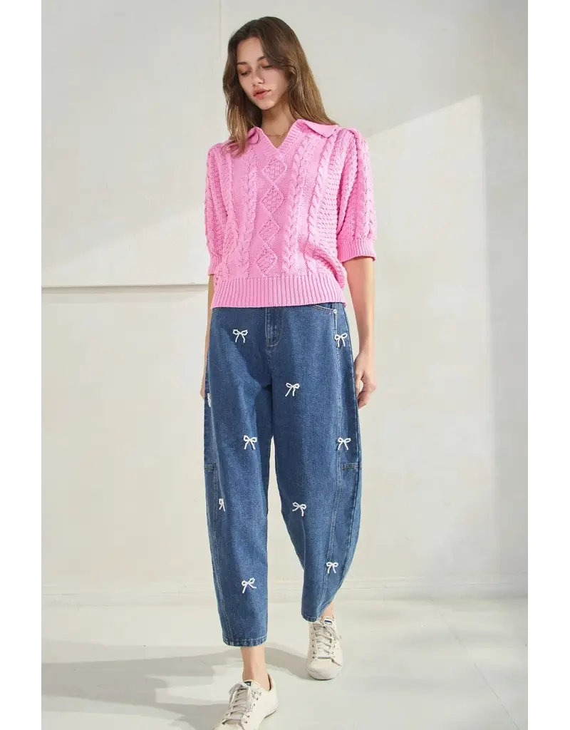 Oddi Pearl Bow Mom Jean