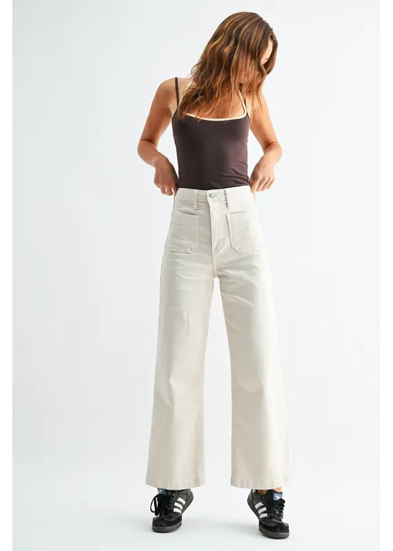 Just Black Denim Patch Pocket Wide Leg Jean