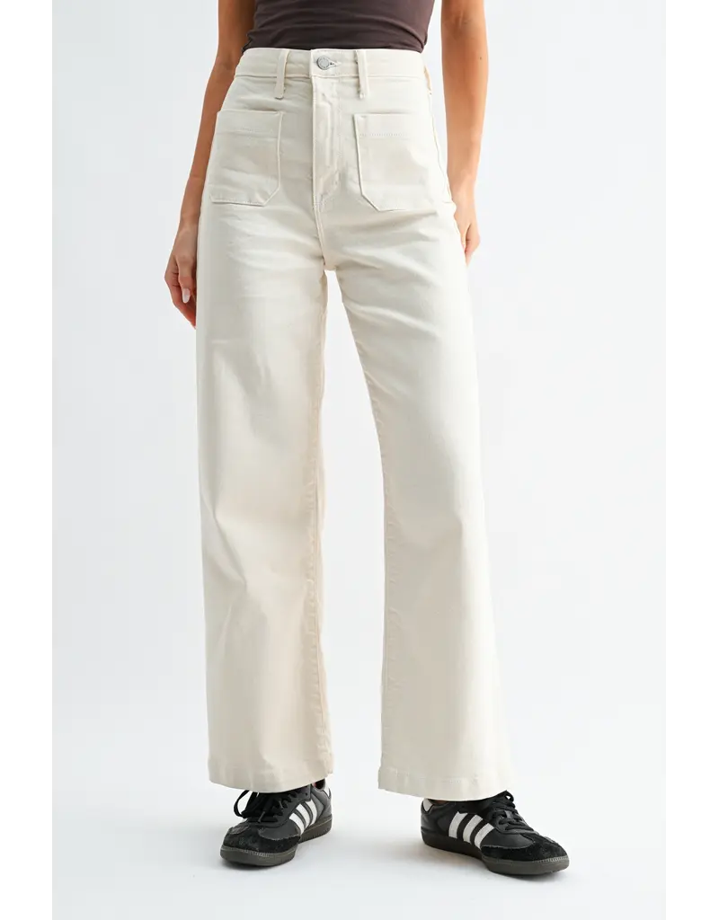 Just Black Denim Patch Pocket Wide Leg Jean