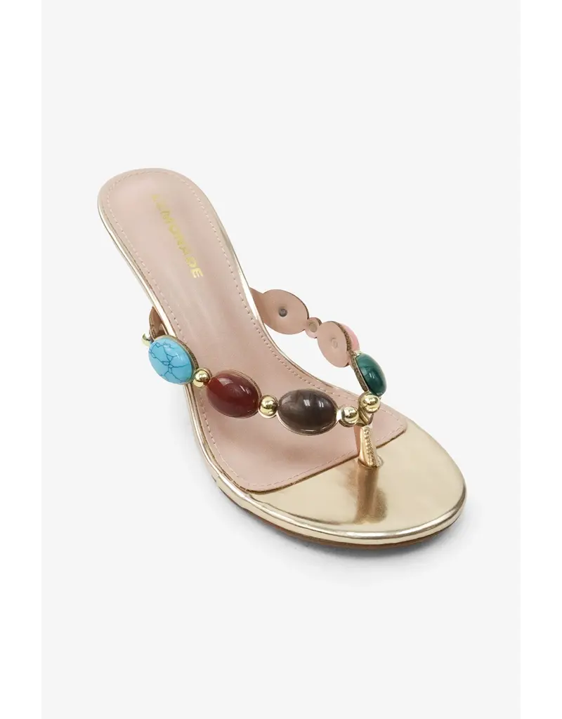 Lemonade Shoes Nina Beaded Thong Heel