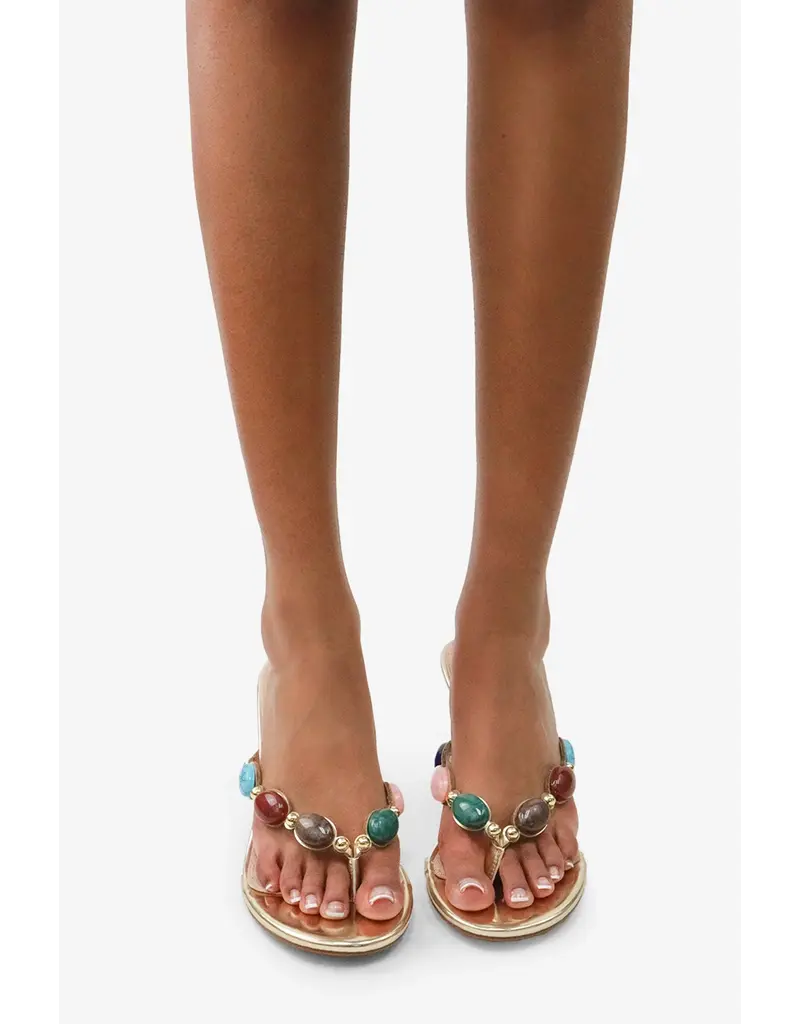 Lemonade Shoes Nina Beaded Thong Heel