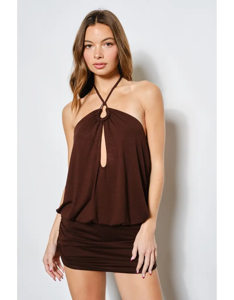 Pretty Garbage Kaylia Peekaboo Halter Mini Dress