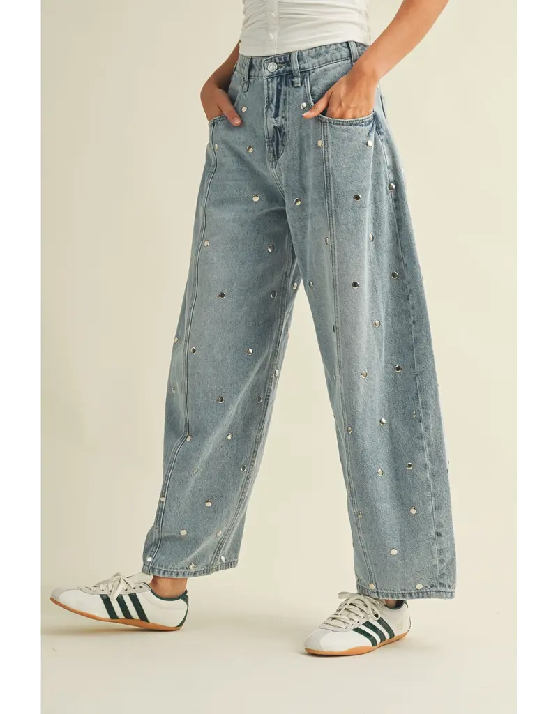 Serena Studded Barrel Jeans