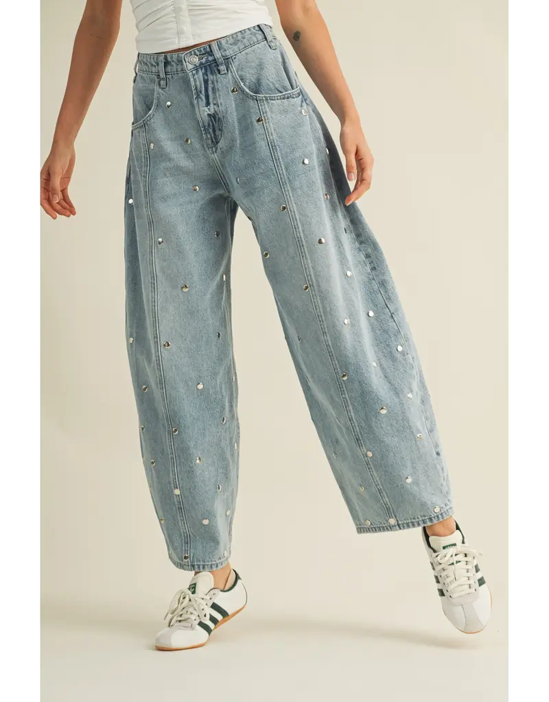 Serena Studded Barrel Jeans