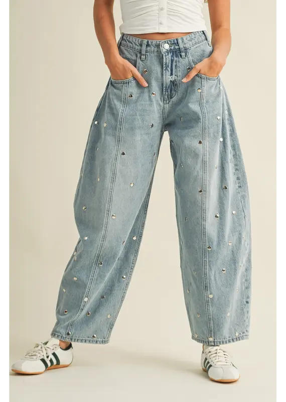 Serena Studded Barrel Jeans