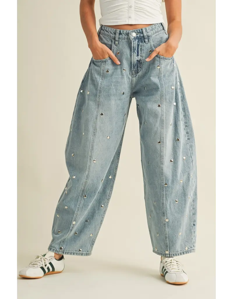 Serena Studded Barrel Jeans
