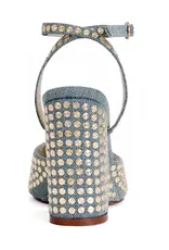 Azalea Wang Matteus Denim Studded Wedge Sandal