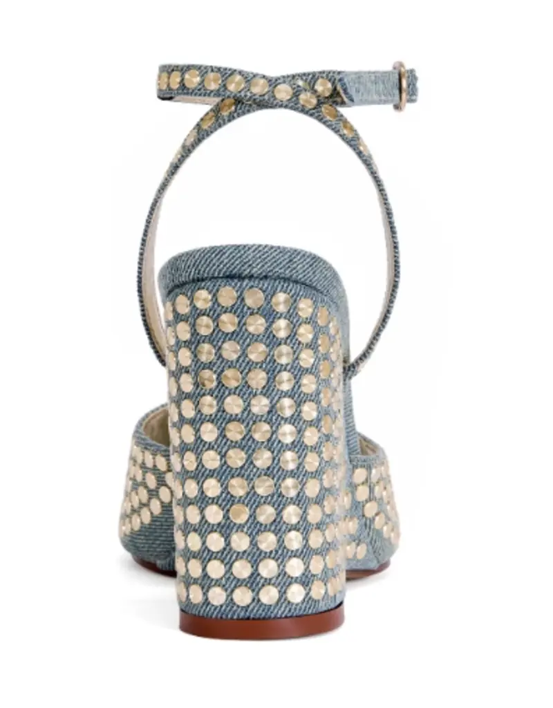 Azalea Wang Matteus Denim Studded Wedge Sandal