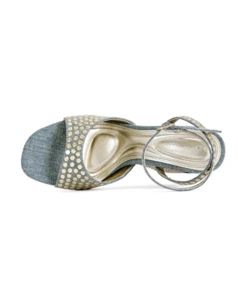 Azalea Wang Matteus Denim Studded Wedge Sandal