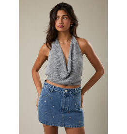 Le Lis Shira Sparkle Knit Halter Top